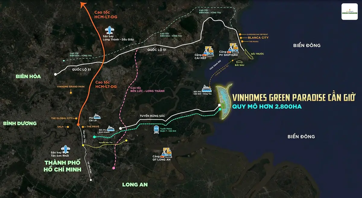 Kết nối giao thông của Vinhome Cần Giờ Paradise hay Vinhome Green Paradise Cần Giờ